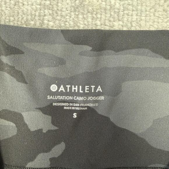 Athleta Salutation Camo Jogger Pants Womens Small Black Gray High Rise Yoga - Picture 4 of 11